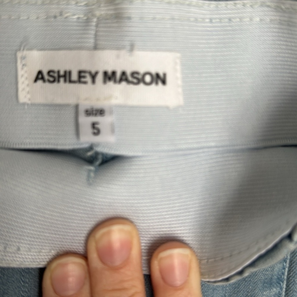 Ashley Mason Jeans women’s pull on faded fray hem flare center top stitch size 5 - Picture 11 of 12